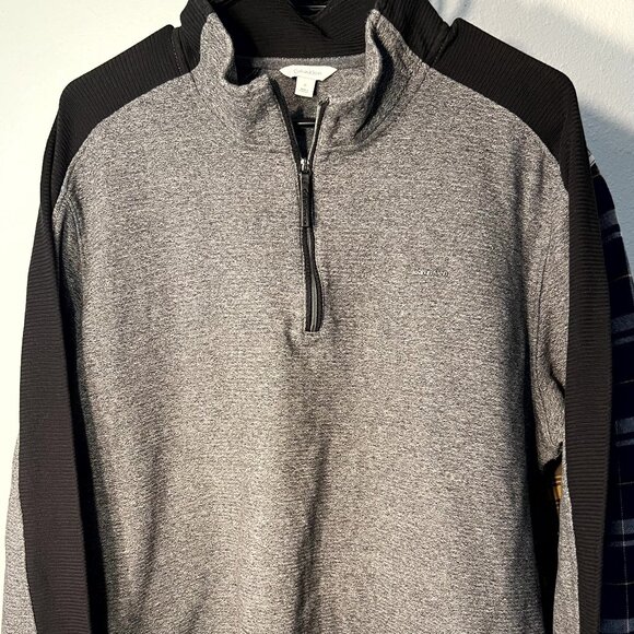 Calvin Klein Grey & Black 100% Cotton Quarter-Zip Pullover Sweater SZ Lrg - Picture 1 of 6
